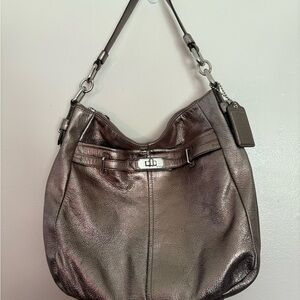 COACH Metallic Silver Hobo Bag